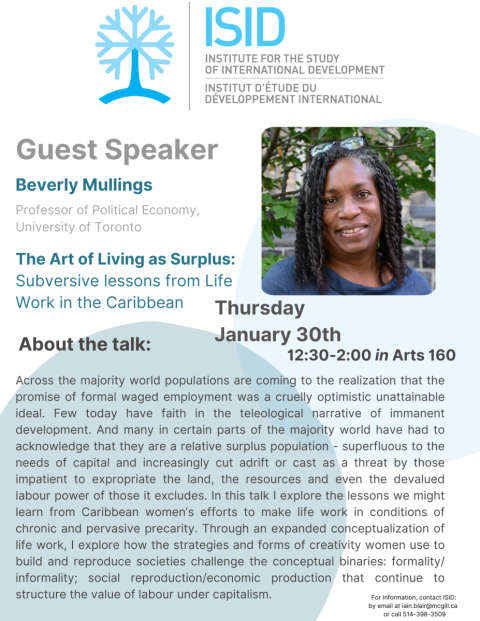 Poster with event details and photo of presenter. 