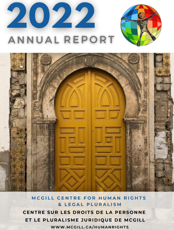 2022 annual report cover, door to the law faculty building