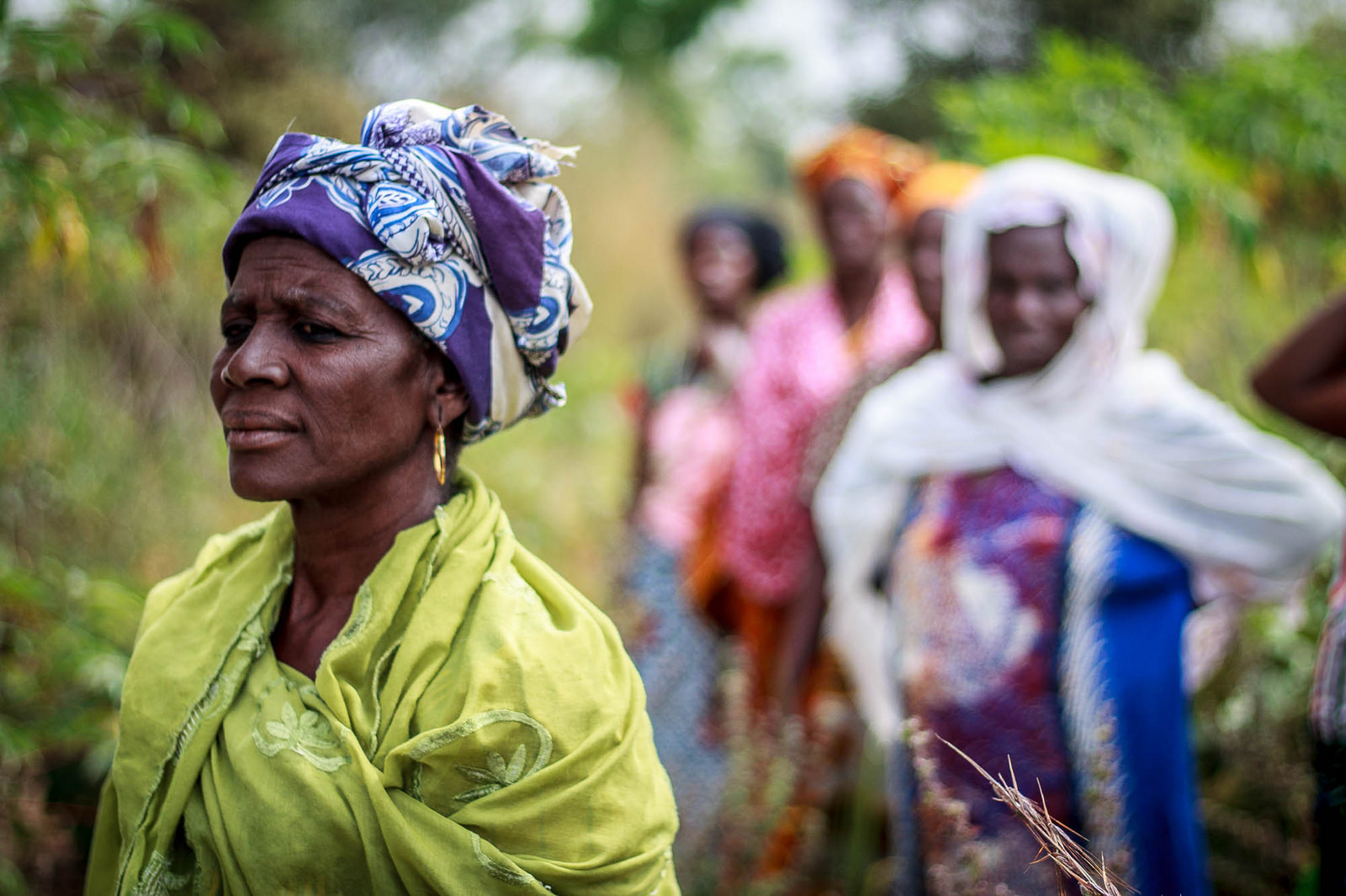 Women walking in a field in Africa