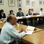 Participants discussing the Space Environment in 2007  (click for larger picture)