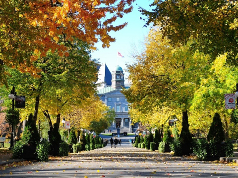 Lower campus view of Arts building