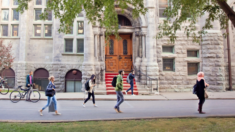 Students walking outside Redpath Hall