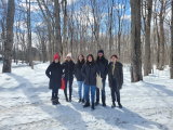 Students at First Peoples' House visit a sugar shack in Winter 2023. 