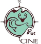 The CINE logo, which depicts animals and a wave inside of a compass.