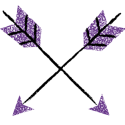 Two diagonal purple arrows crossing one another at their center