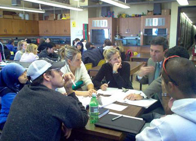Group discussion for micro-teaching project with Professor Marc Schwartz.