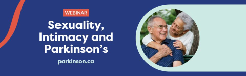Title of the webinar and an image of an elderly couple in an embrace.
