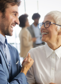 two people in conversation