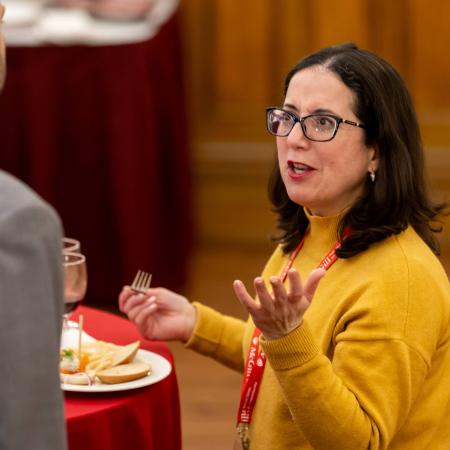 two people talking in a networking setting