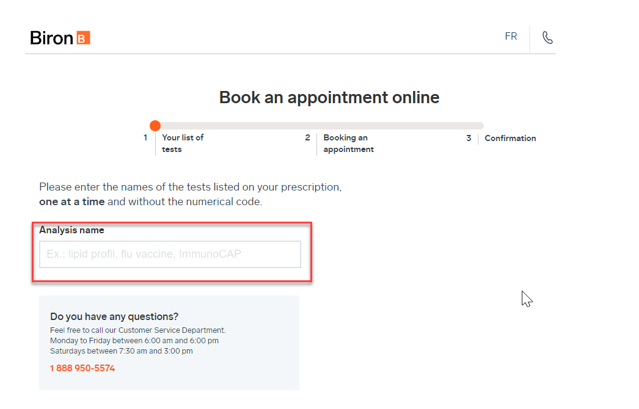 Biron - Booking an appointment online