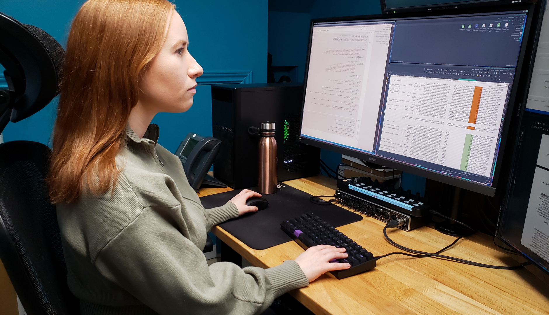 Stephanie working at desk