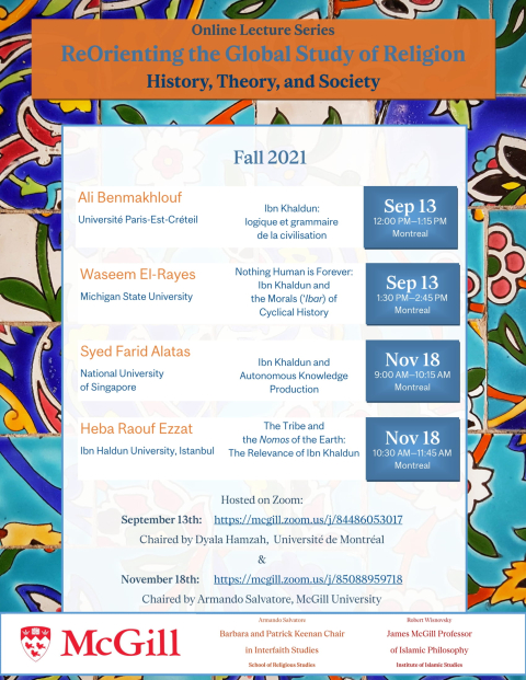 Fall 2021 -Poster of Event at the Institute- Reorienting the Study of Religion Lecture Series