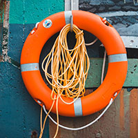 Orange lifesaver with rope