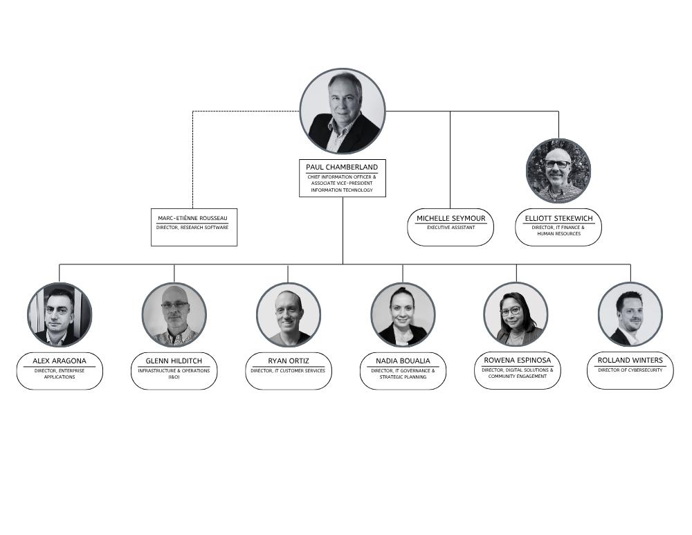McGill IT Leadership team represented in an organizational chart.