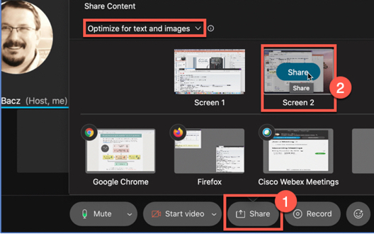 Sharing your "Teaching Screen" in Webex. The same feature is available in MS Teams.