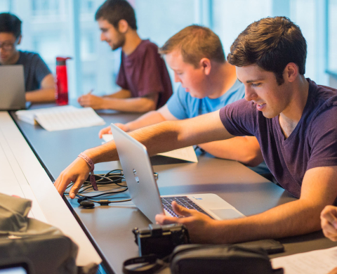 Students working at computers
