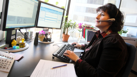Staff at a computer