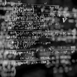 Mathematical formulas on black background