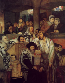 "Jews Praying in the Synagogue" by Maurycy Gottlieb