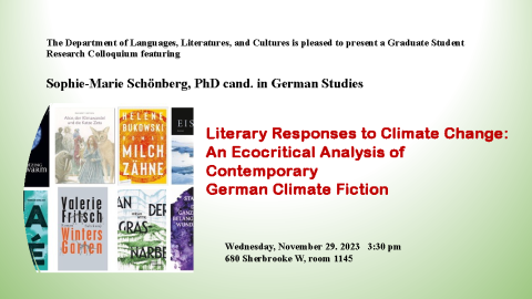 This is a image poster about literary response to climate change.