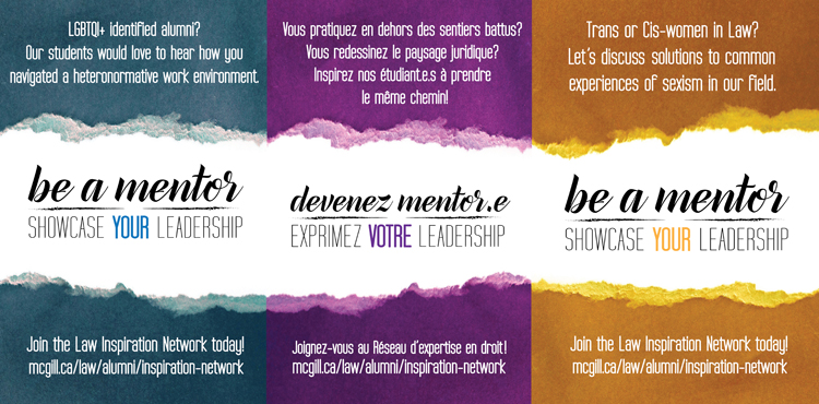 Poster about being a mentor at McGill Law