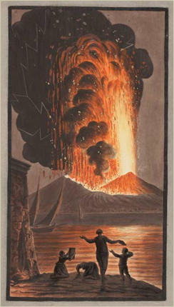 “Eruption of Mount Vesuvius, on Sunday night August the 8th 1779.” by Peter Fabris