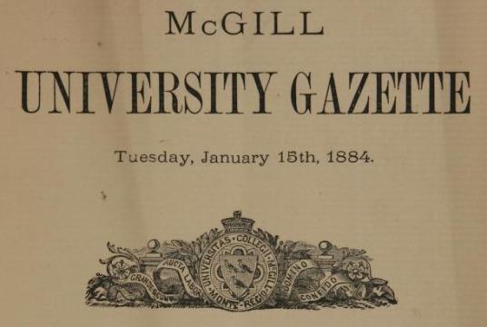 title page of mcgill gazette, 1884