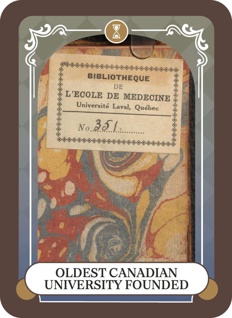 marbled paper and text reading: oldest canadian university founded