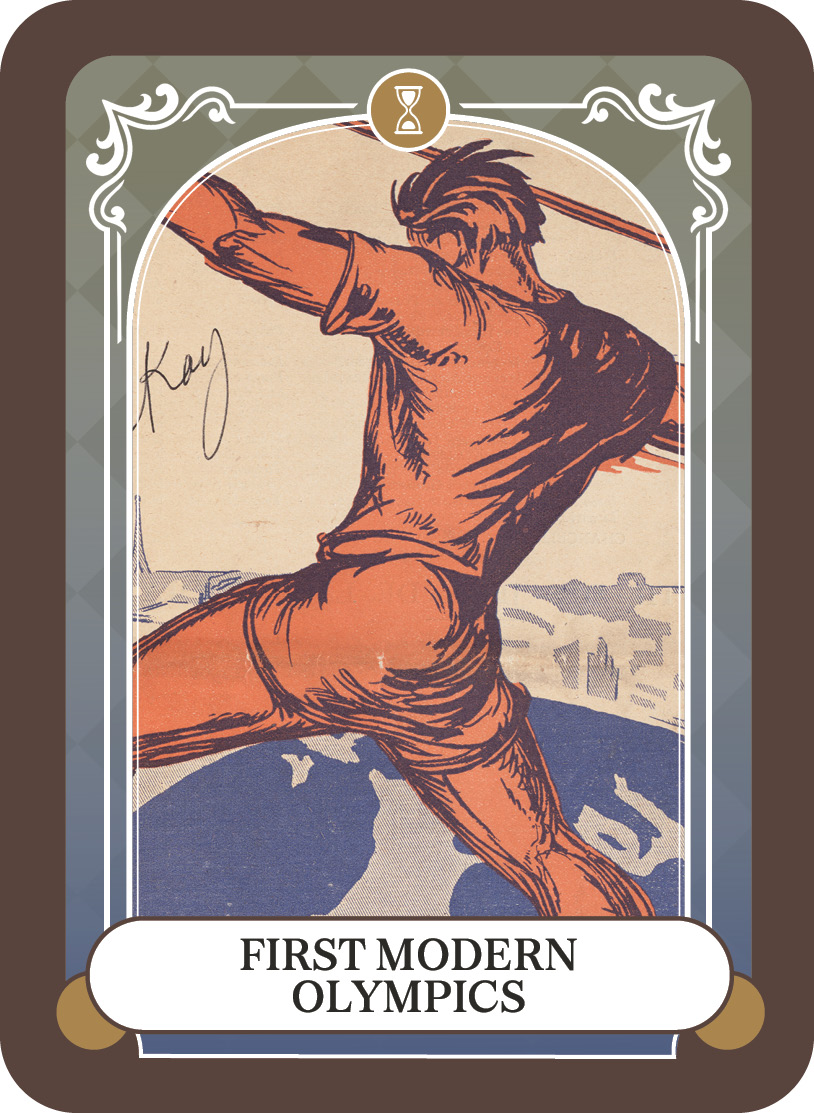 olympian. text reads: first modern olympics