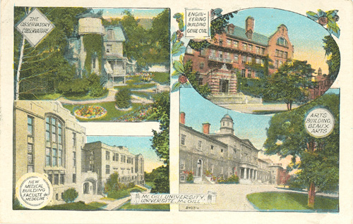 Four Views of McGill, 1932: The Observatory; Engineering Building; New Medical Building; Arts Building. 