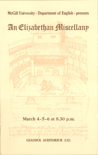 "An Elizabethan Miscelany" Program - a sample from a drama scrapbook documenting theatre activities at McGill between 1957 and 1965.
