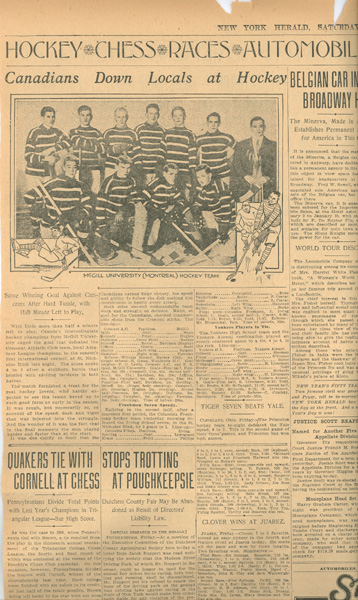 New York Herald, Photo of McGill Hockey Team, 1911