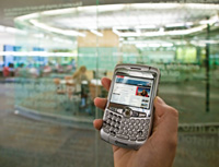 PDA displaying Library website