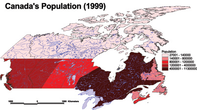 Sample map created using ArcCanada data