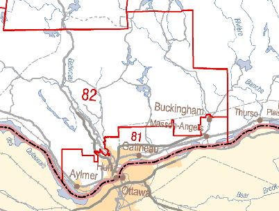 Sample portion of the Laurentien map from Le Québec à l'échelle 1/1 000 000