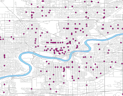 EPOI example showing grocery store locations in Edmonton
