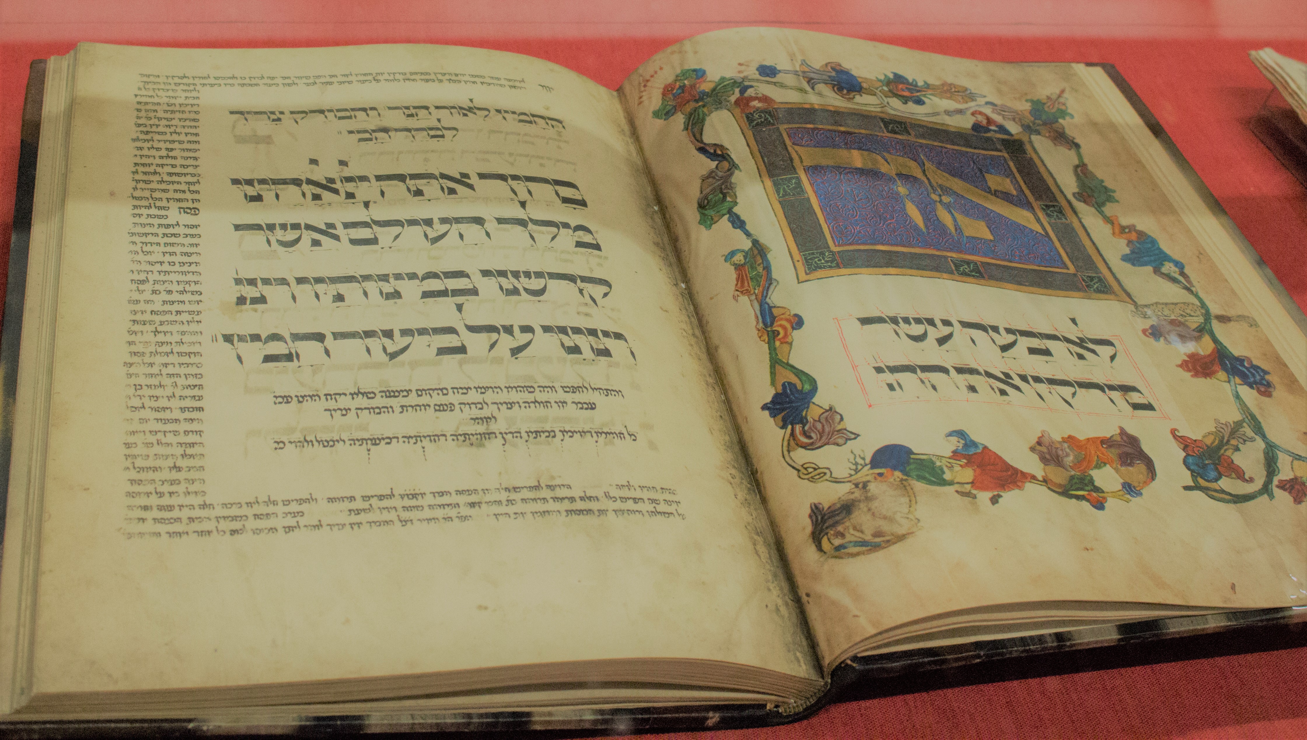 illuminated manuscript on display in Rare Books