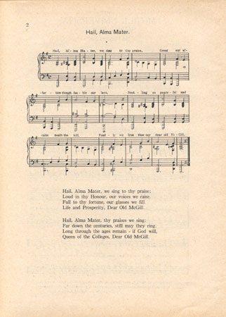 Hail, Alma Mater music sheet.