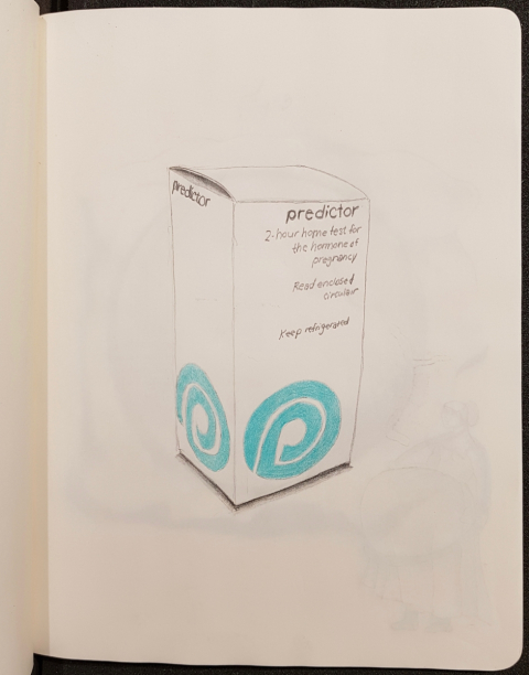 Caroline Boileau, dessin tiré du livre Gravidités, Corps qui hantent d'autres corps, Bibliothèque Osler, 2018-2019