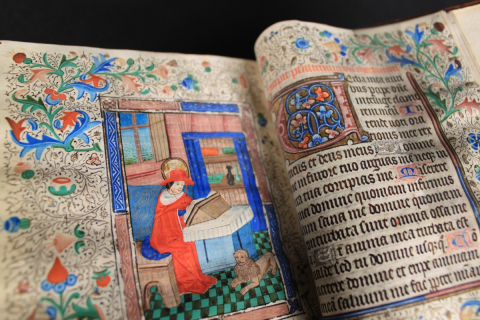 The colourful original, unedited photograph of a Book of Hours, Use of Sarum, Flemish or English, c.1450.