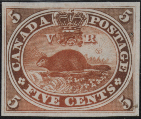 Canadian fivepenny beaver stamp designed by Sir Sanford Fleming, 1851. 