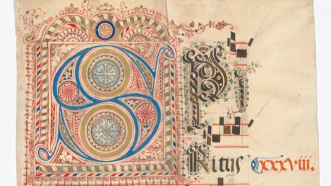 Folio fragment from a late 15th-century Italian Gradual. Ms Medieval 088, McGill Rare Books and Special Collections.