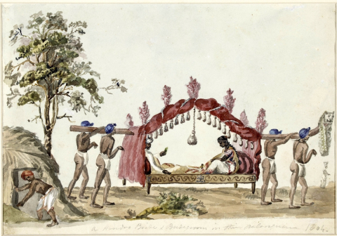 Gwillim watercolour painting of a palanquin