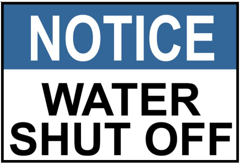 Water shut off sign