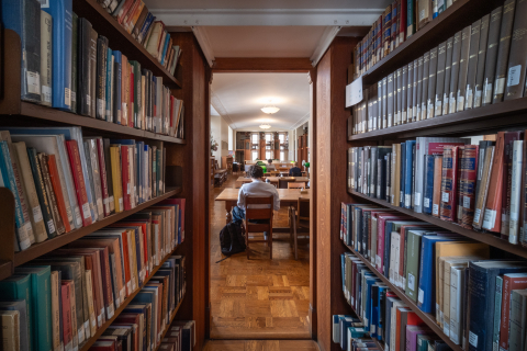 Student working in the Birks Reading Room
