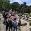 Students speaking with Library staff at various stations on the McLennan-Redpath Terrace.