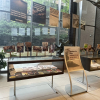 Display case and posters featuring materials from Guardians of the Future: Environmental Law and Climate Challenge exhibit.