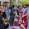 Students speaking with Library staff at various stations on the McLennan-Redpath Terrace.