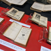 Numerous Bibliotheca Britannica exhibit items on display.