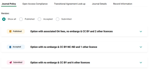 JISC Journal Policy section